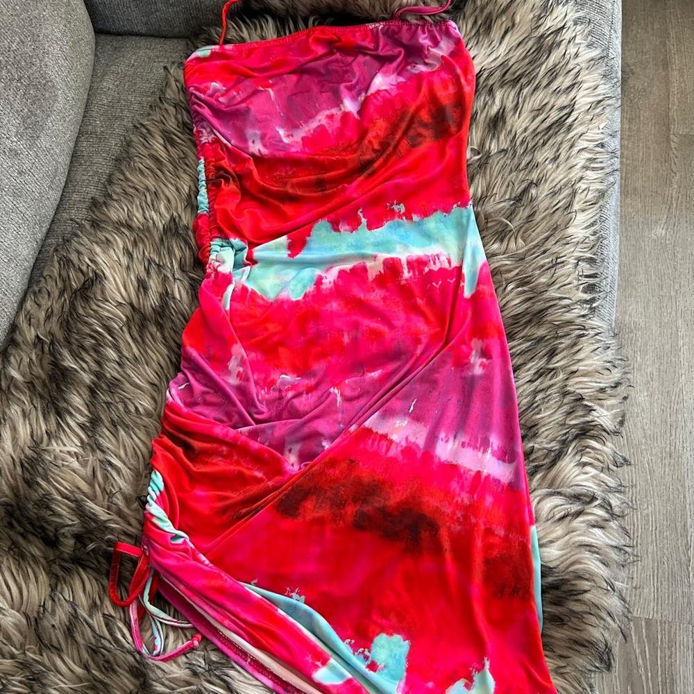 Vibrant Red and Pink Women's Dress